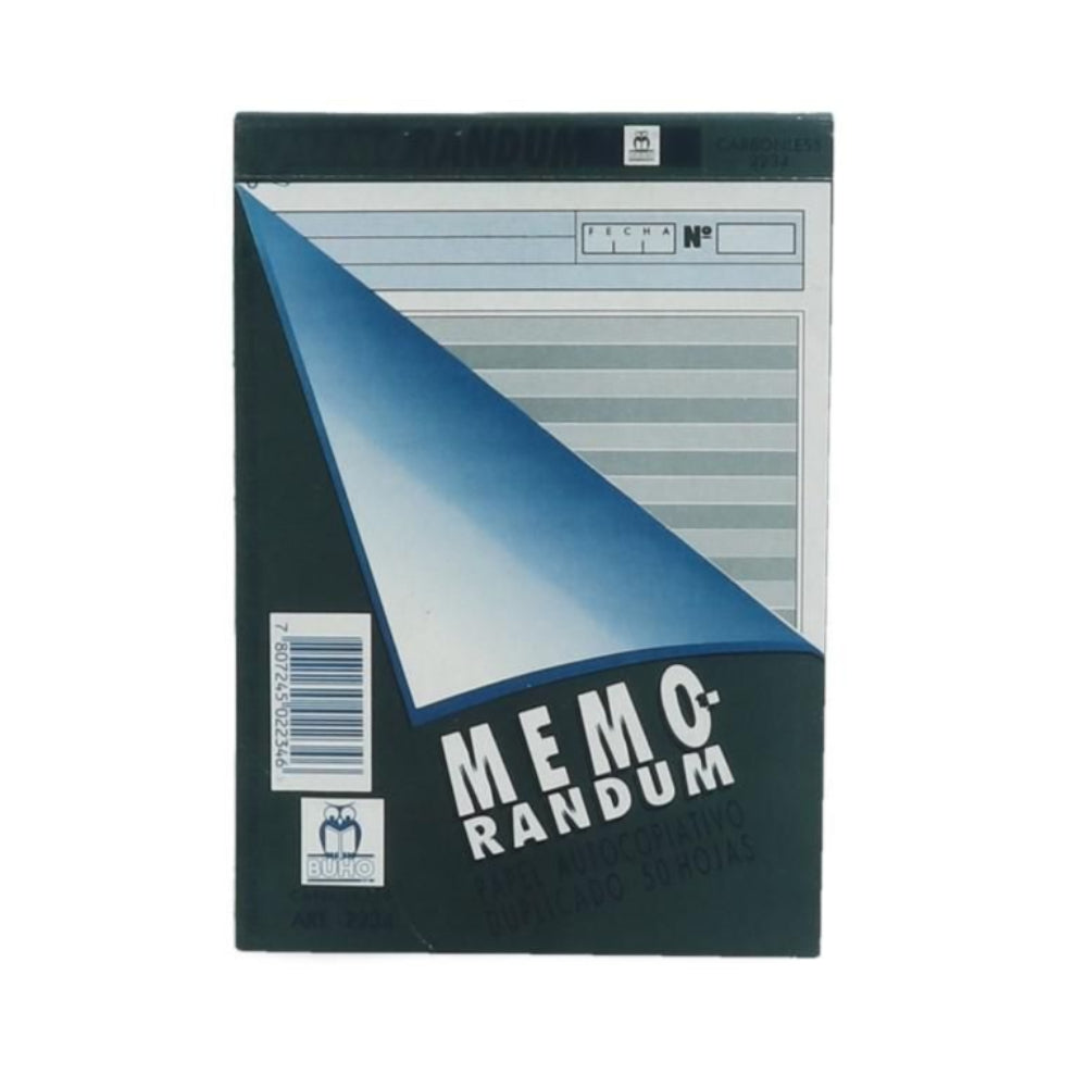 Formulario Administrativo Memorándum Duplicado 2234 Autocopiativo