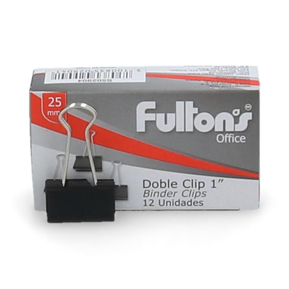 Clips Doble 25 mm Negro 1 Pulgada 12 Unidades