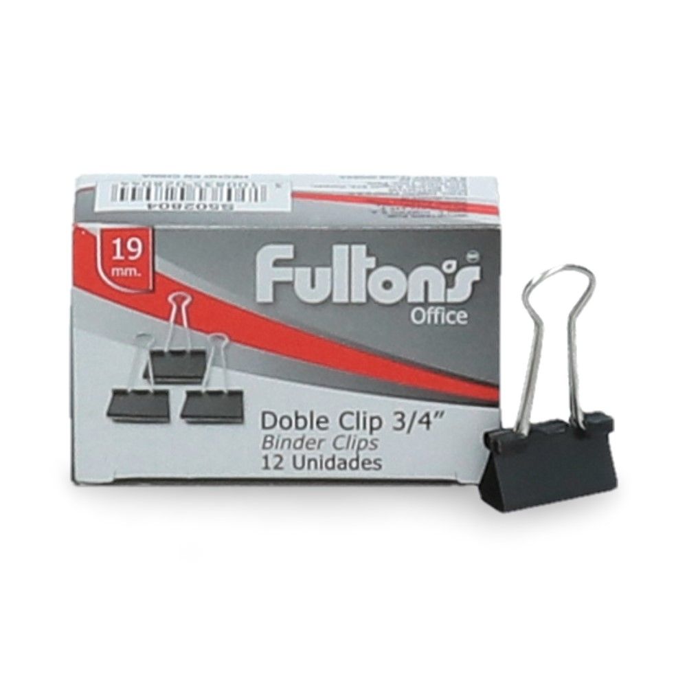 Clips Doble 19 mm Negro 3/4 Pulgada 12 Unidades