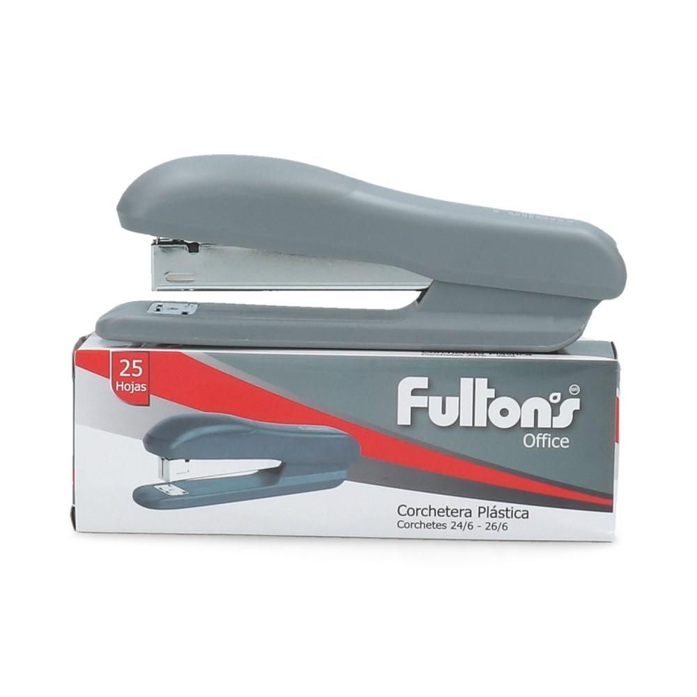 Corchetera Mediana Plástico Gris 25 Hojas