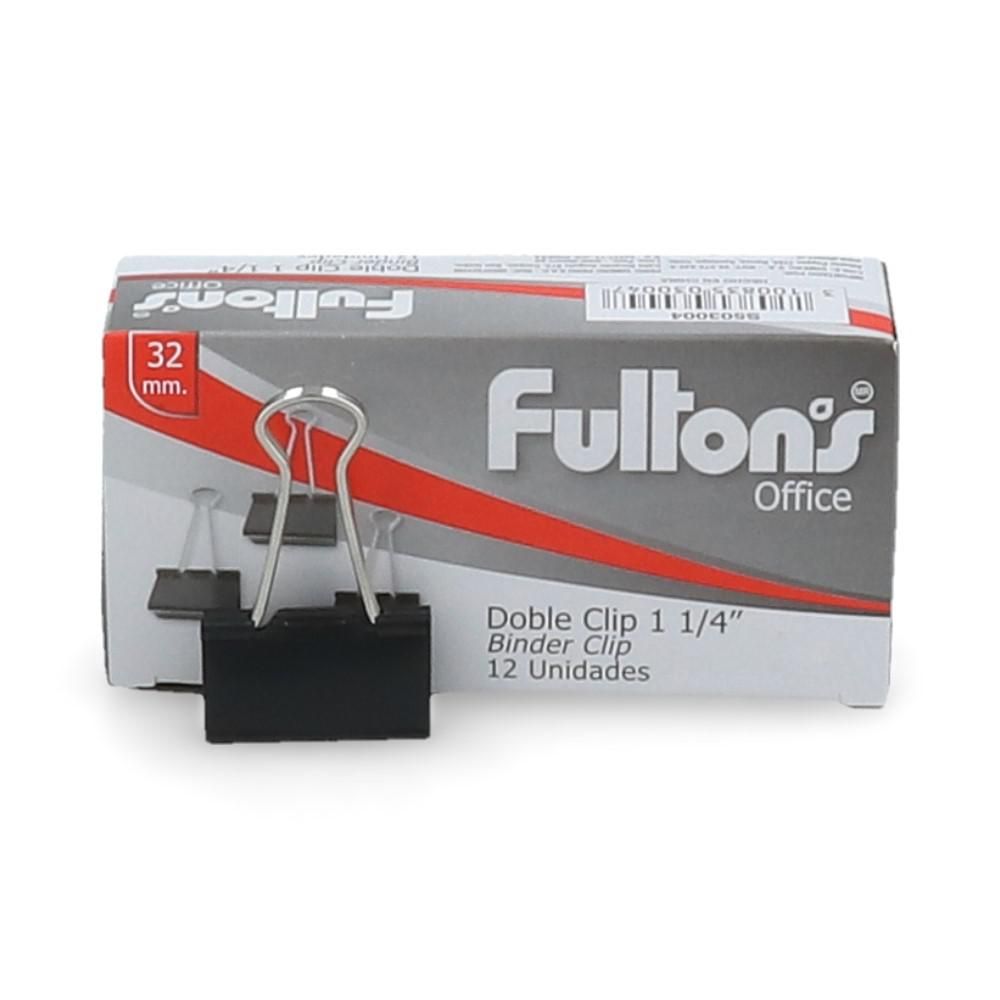 Clips Doble 32 mm Negro 1 1/4 12 Unidades