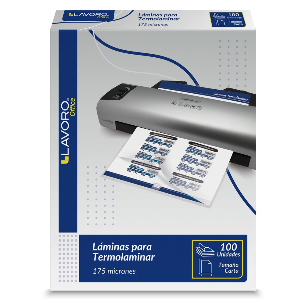Lamina Termolaminadora 229X290Mm Carta 100 Unidades 175 Micrones