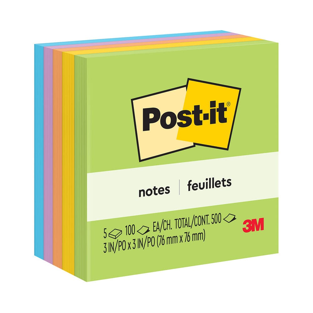 Nota Adhesiva 5 Unidades X 100 Hojas 7.6 X 7.6 Cm Surtido Ultra Color 654