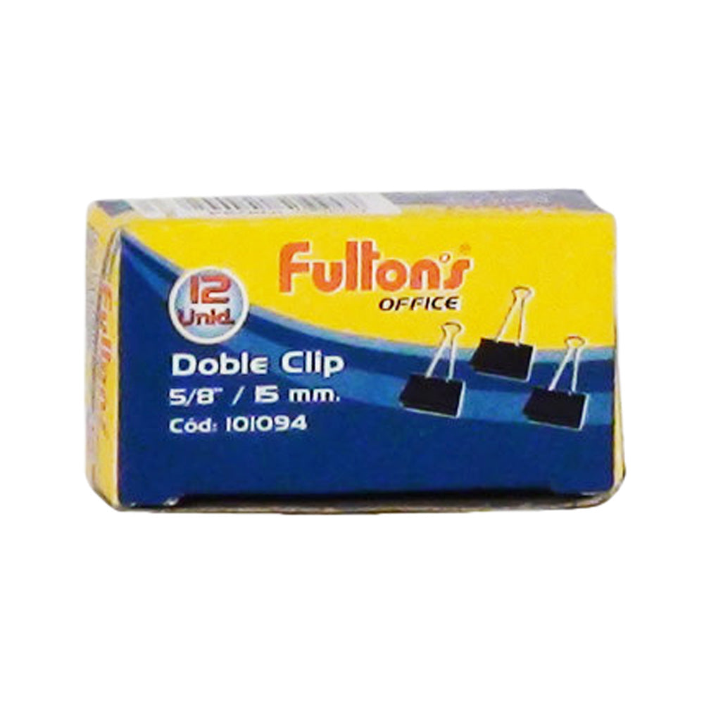 Clips Doble 15 mm Negro 1/2 Pulgada 12 Unidades