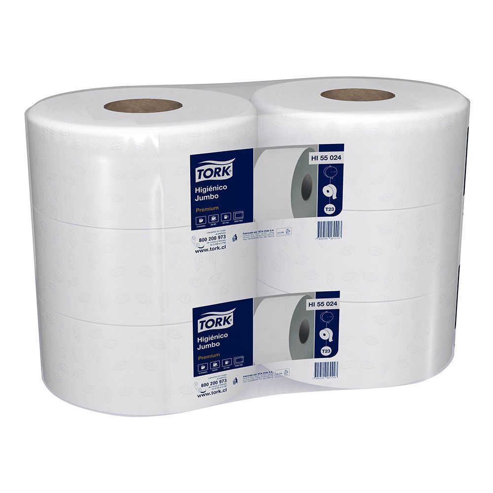 Papel Higiénico Jumbo Doble Hoja 250 Mt 6 Rollos Premium