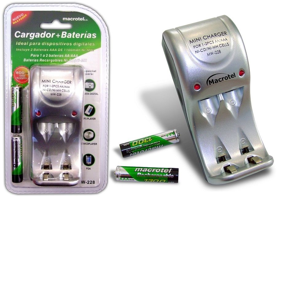 Cargador De Pilas AA/AAA + 2 Pilas AAA