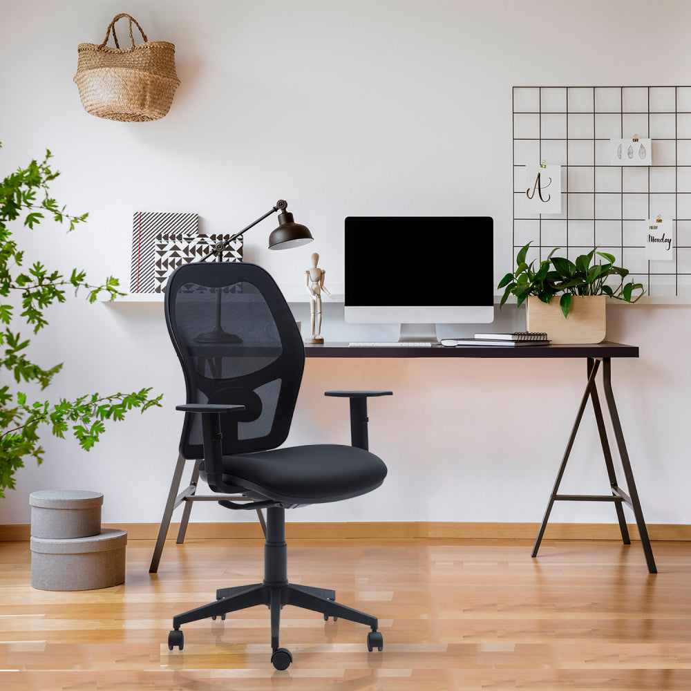 Silla Escritorio Q3 Ergonómica Respaldo Alto Con Brazo Negro