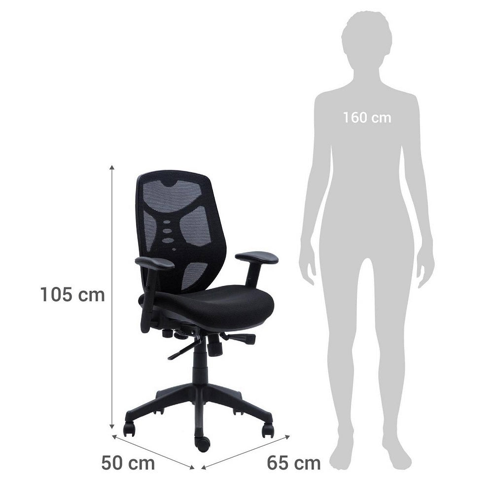 Silla Escritorio Q3 Ergonómica Respaldo Alto Con Brazo Negro
