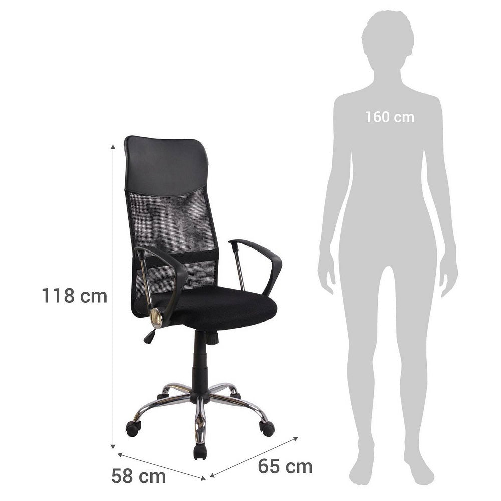 Silla Escritorio Berny Respaldo Alto Con Brazo Negro