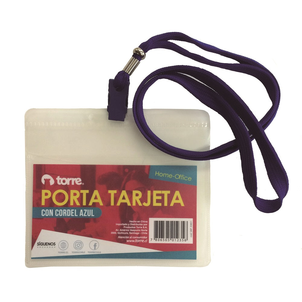 Porta Tarjeta 10 X 19 Cm Con Cordón Azul
