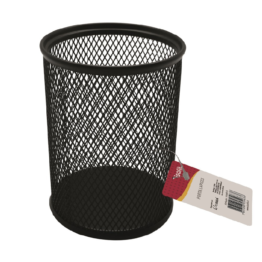 Porta Lápiz Malla Metal Negro 8 X 10 Cm