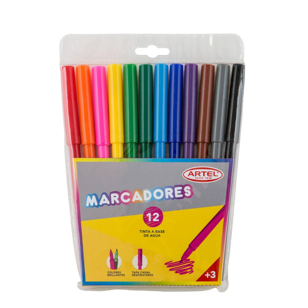 Plumón Delgado 12 Colores