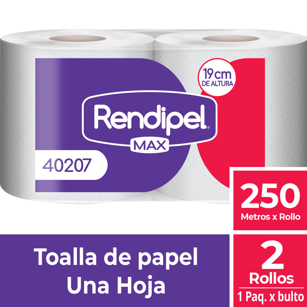 Toalla Una Hoja 250 Mt X 2 Rollos