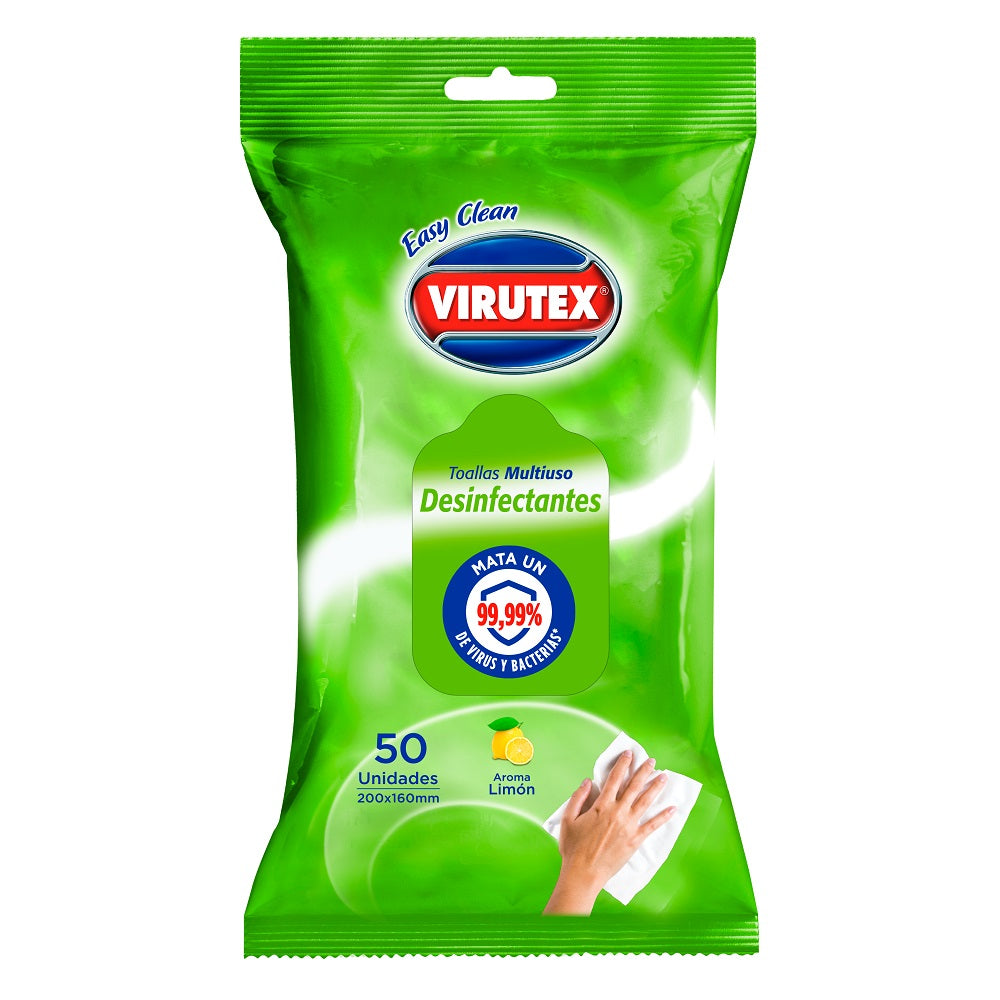 Toalla Desinfectante Limón 50 Unidades