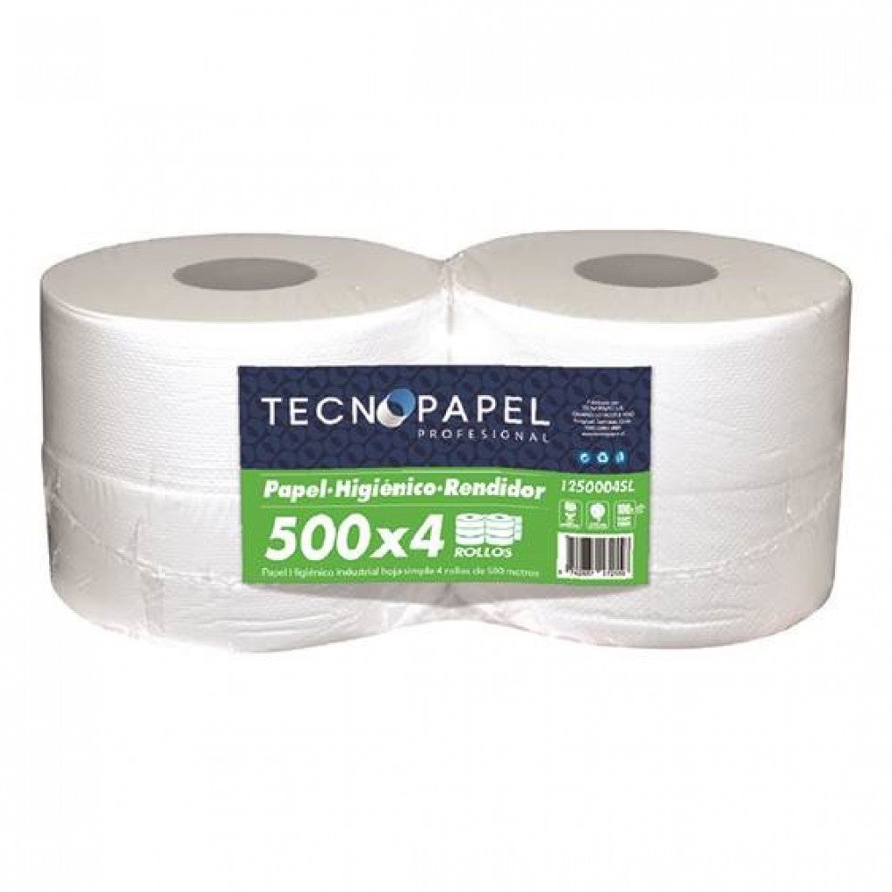 Papel Higiénico Jumbo Hoja Simple 4 Rollos X 500 Mts