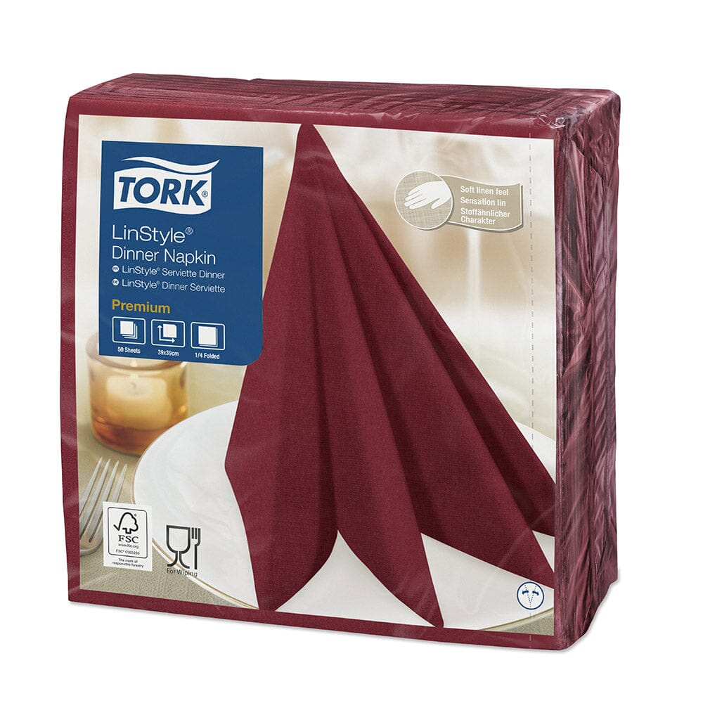 Servilleta Mesa Linstyle Burdeo Hoja Simple 50 Unidades