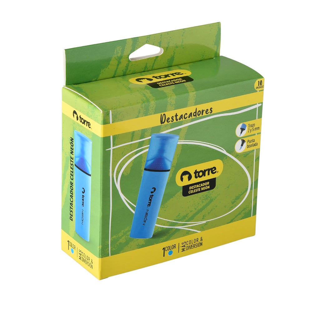 Destacador Punta Biselada Plano Celeste 2.1