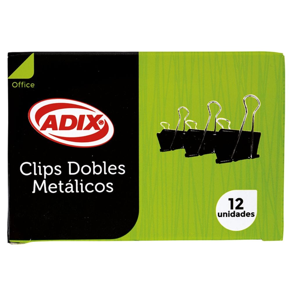 Doble Clip 19 mm Negro 12 Unidades