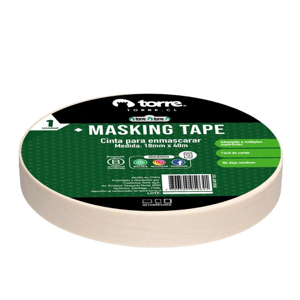 Cinta Adhesiva Masking Crema 18 Mm X 40 Mt