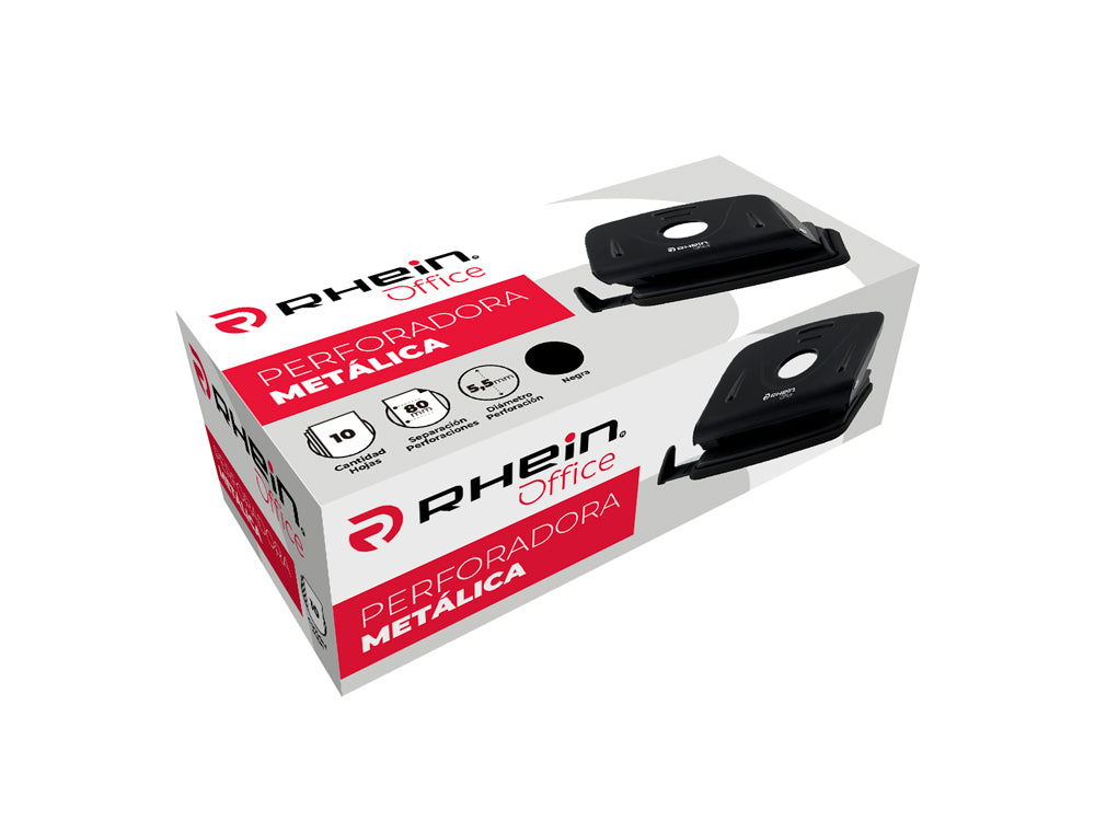 Perforadora Pequeña Metal 10 Hojas Negra
