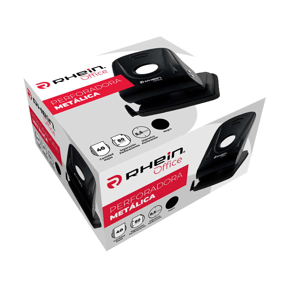 Perforadora Grande Metal 40 Hojas Negra