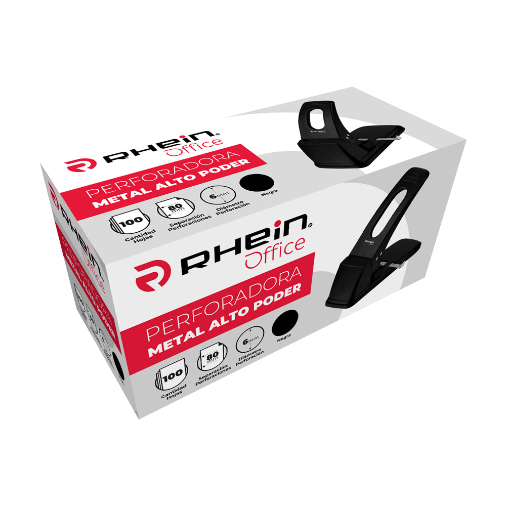Perforadora Alto Poder Metal Negra 100 Hojas