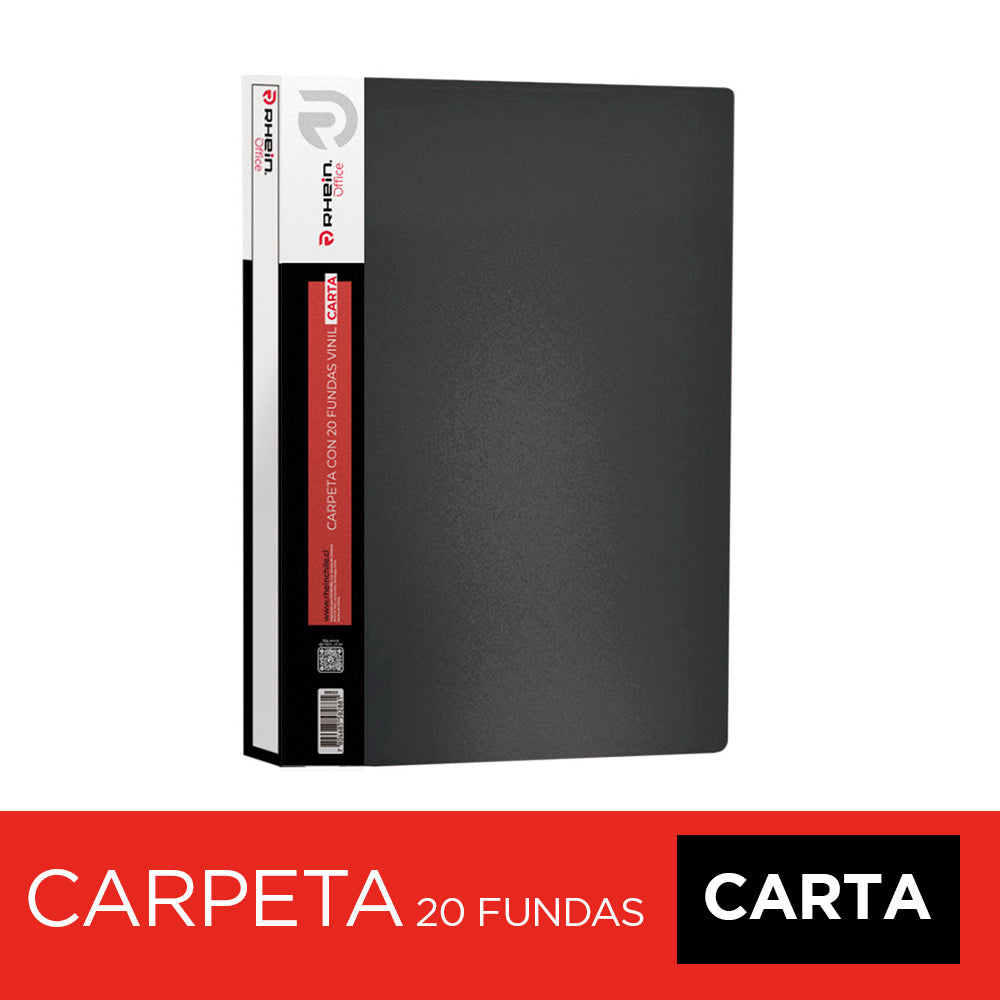 Carpeta Con Fundas Carta Negra 20 Fundas