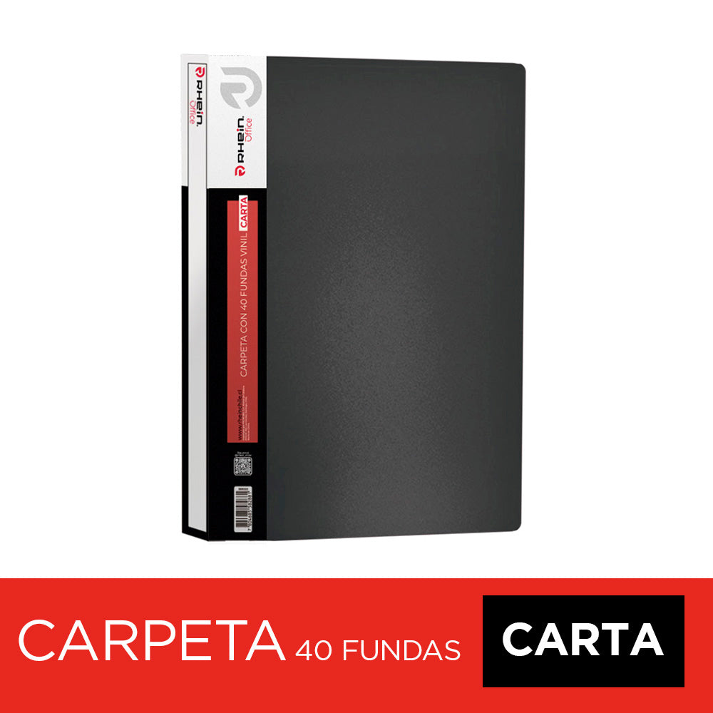 Carpeta Con Fundas Carta Negra 40 Fundas