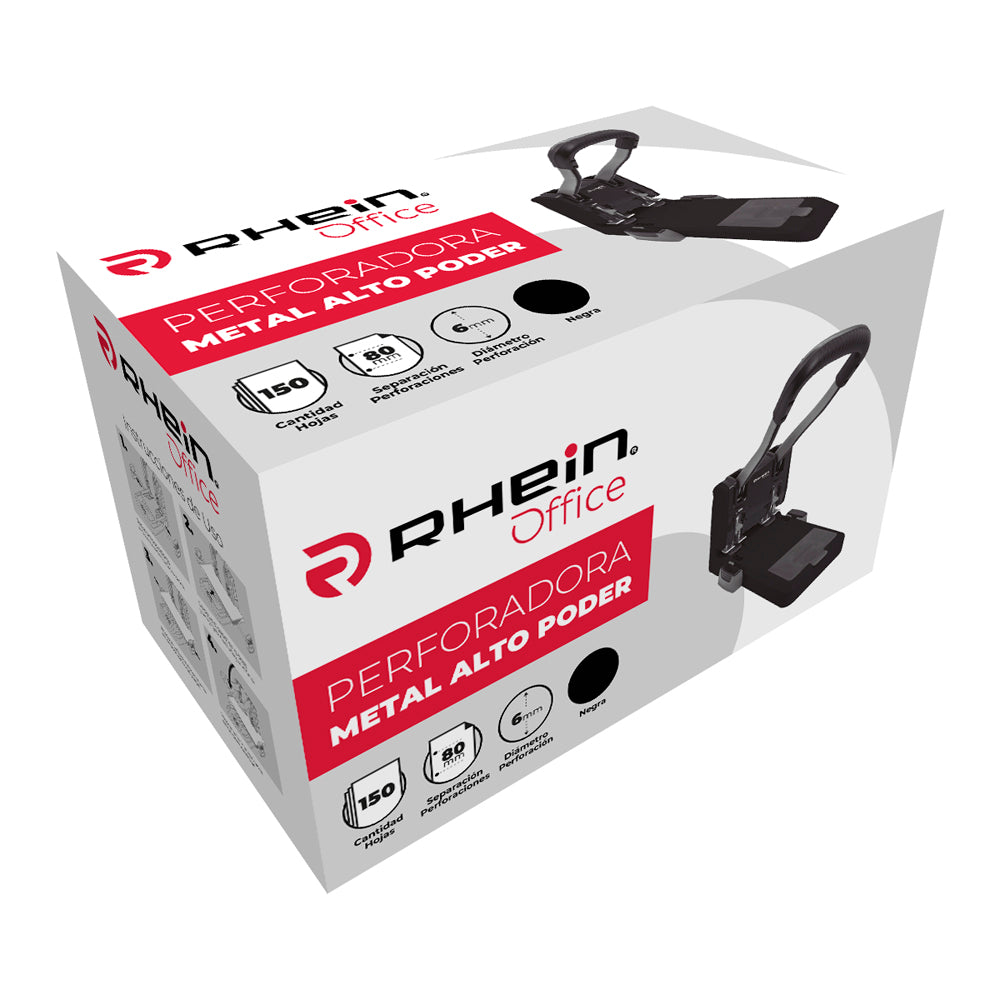 Perforadora Alto Poder Metal Negra 150 Hojas