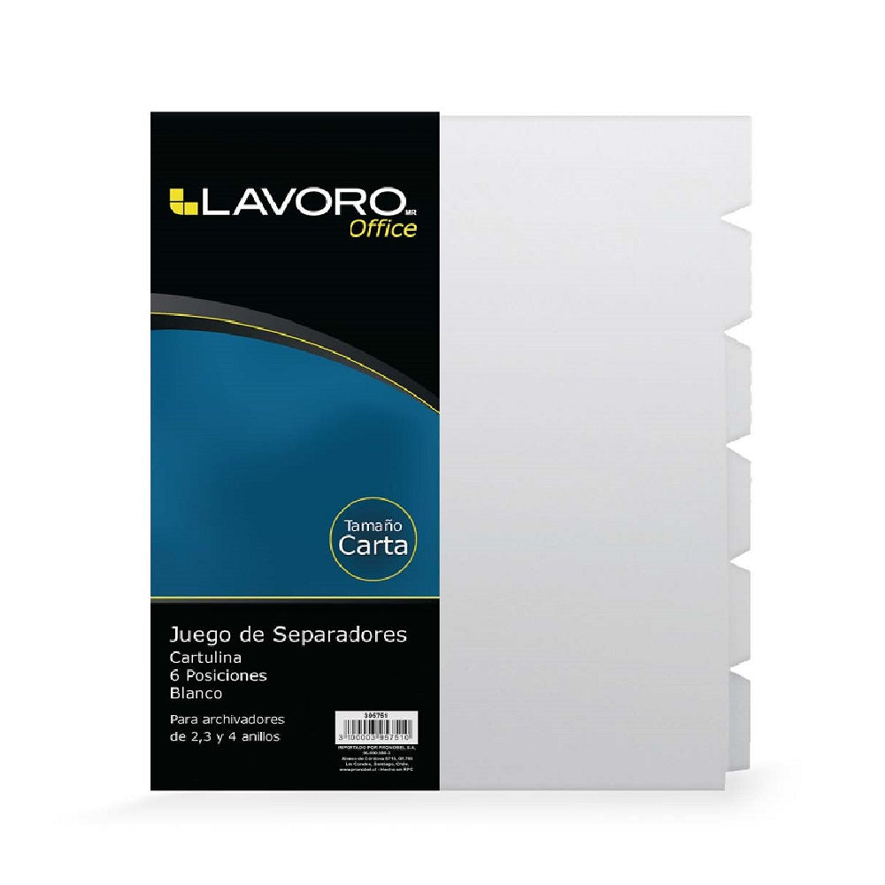 Separador Carta 6 Divisiones Blanco