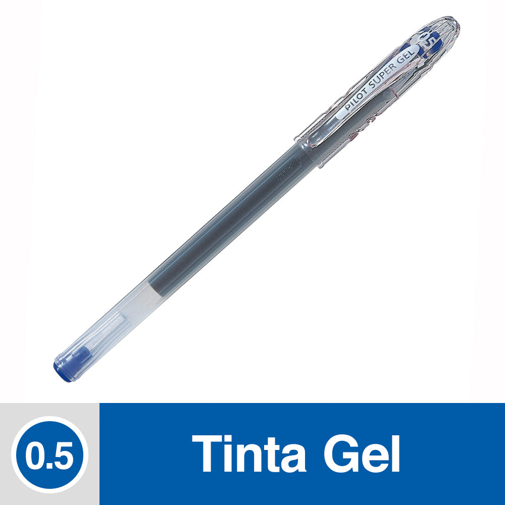 Lápiz Tinta Gel 0.5 mm Punta Fina Azul Super Gel
