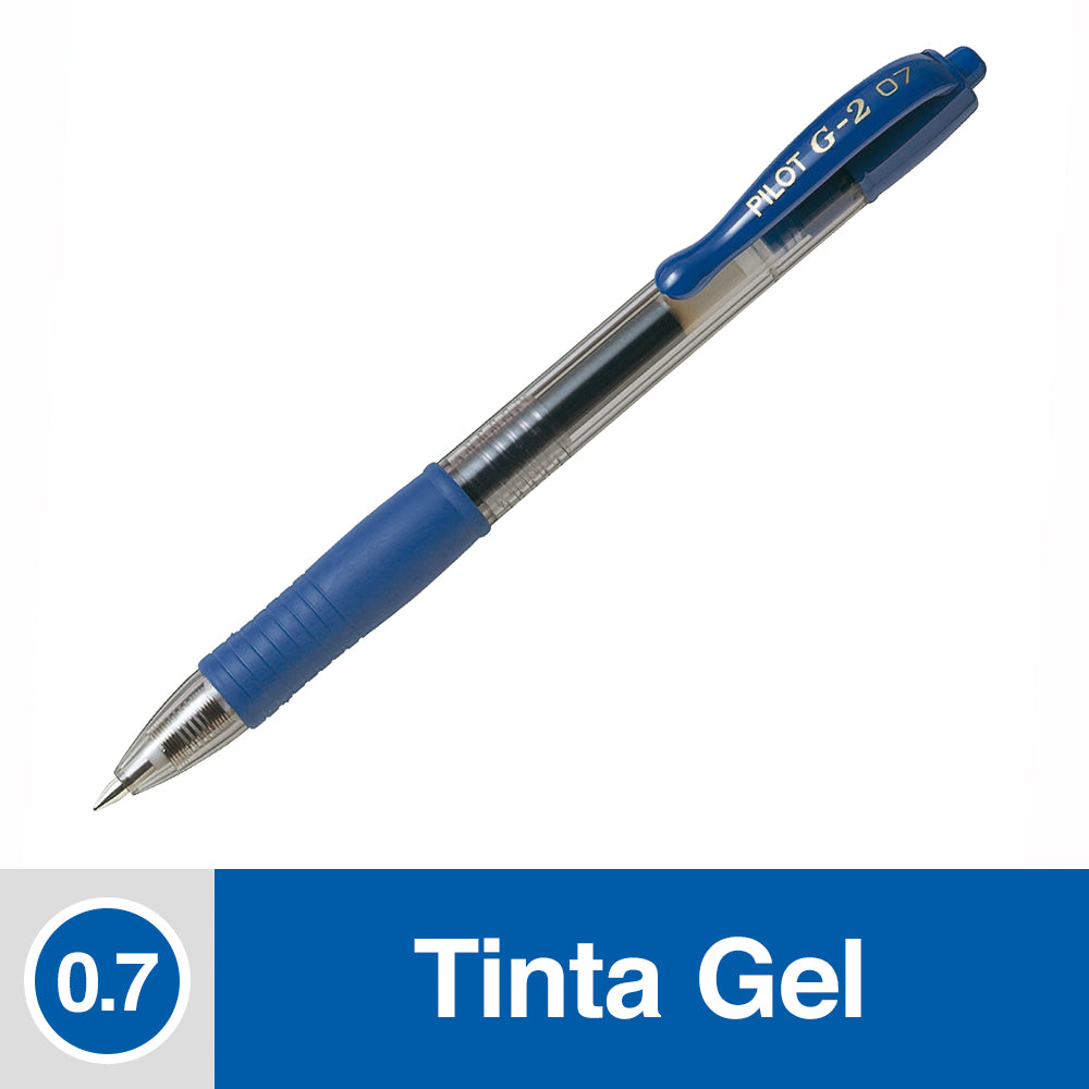 Lápiz Tinta Gel 0.7 mm Punta Media Azul Retráctil G2 Grip De Goma