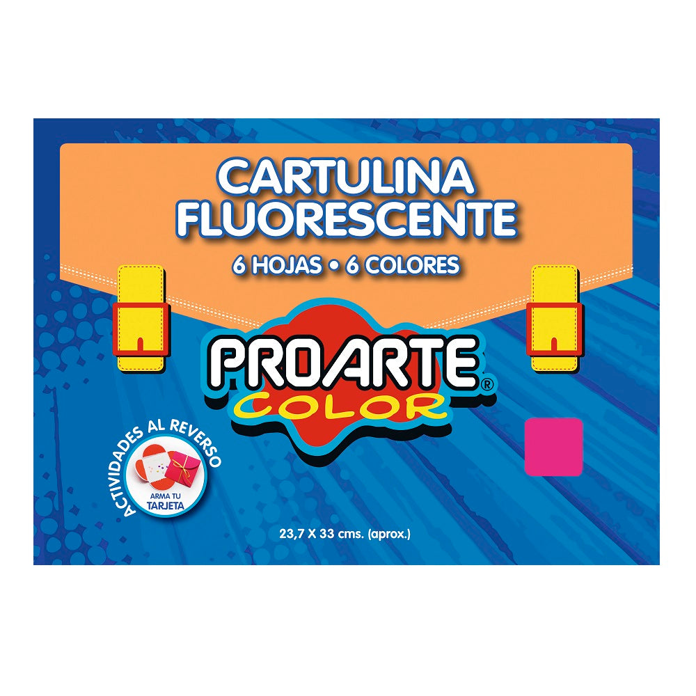Cartulina Flúor 26 X 36 cm Colores Surtidos Block 6 Pliegos