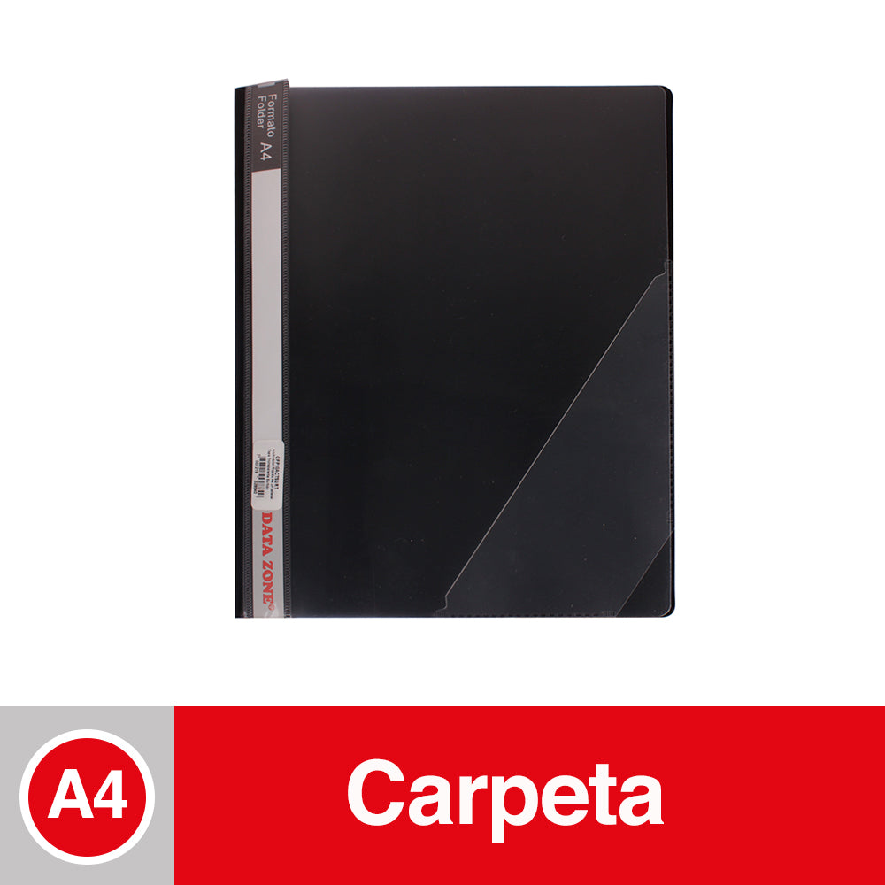 Carpeta Vinil A4 Negro Con Tapa Transparente Con Bolsillo