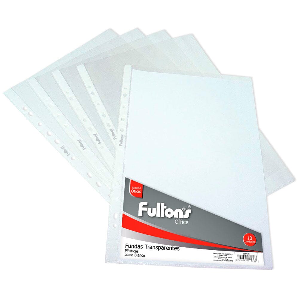 Funda Para Archivo Plástica Oficio Blanco 10 Unidades