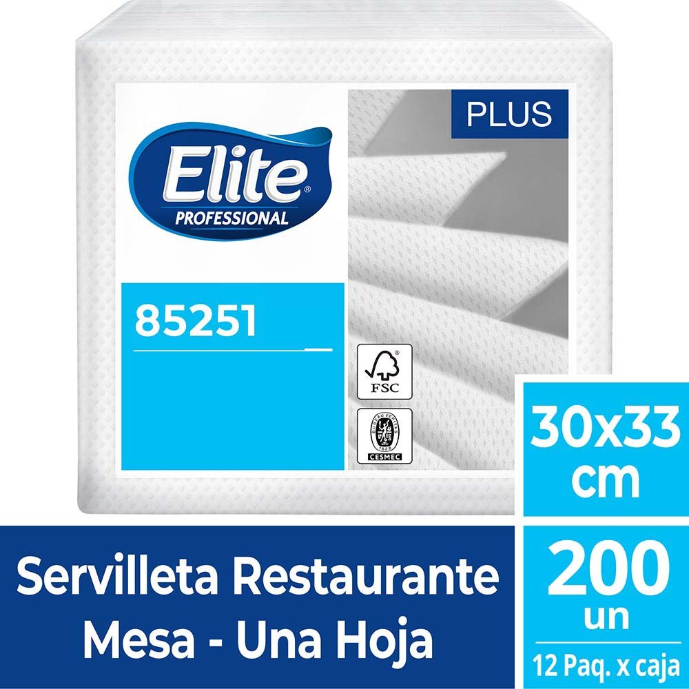 Servilleta Mesa 12 X 200 Un 30 X 33 Cm Gofrada Blanca