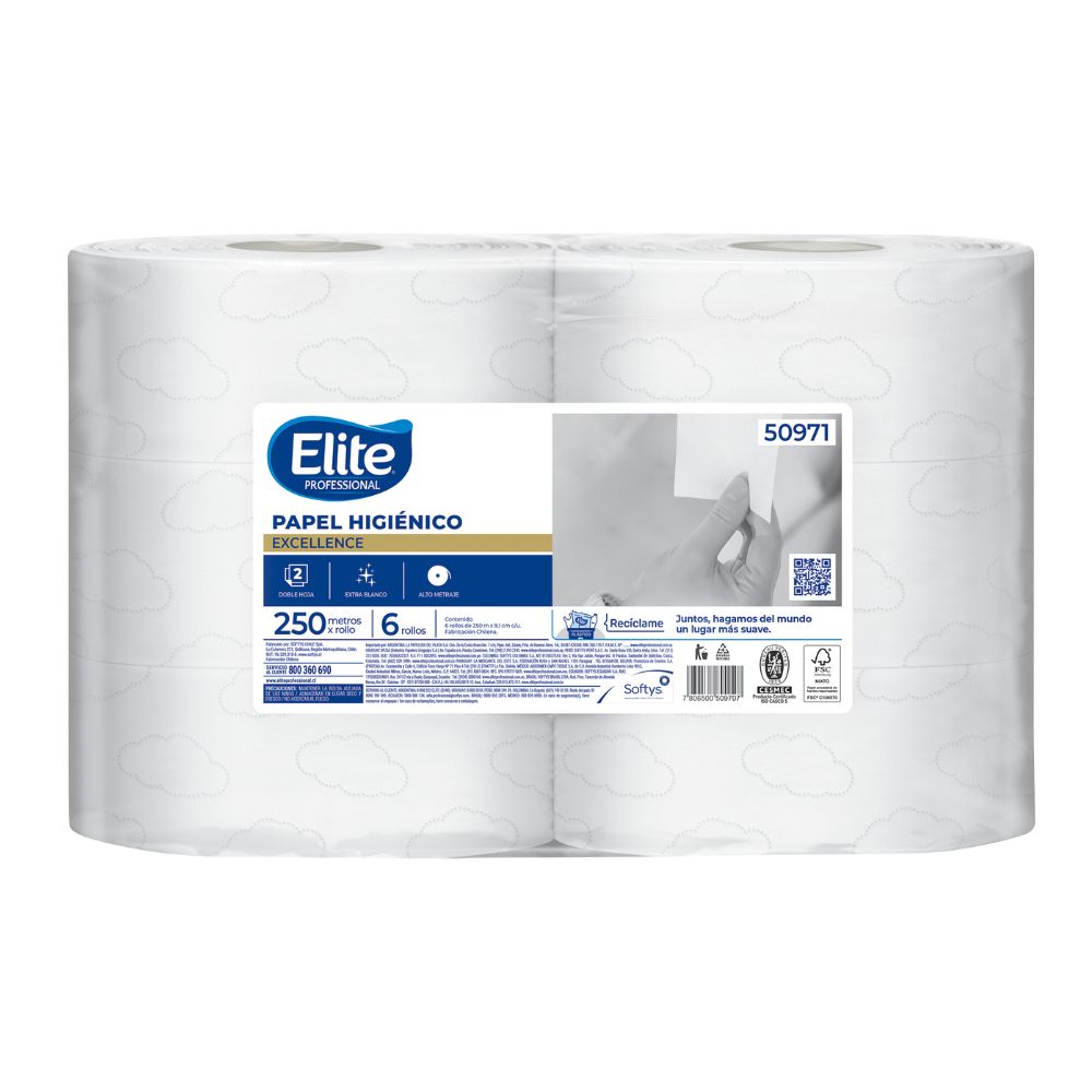Papel Higiénico Jumbo Doble Hoja 250 Mt 6 Rollos