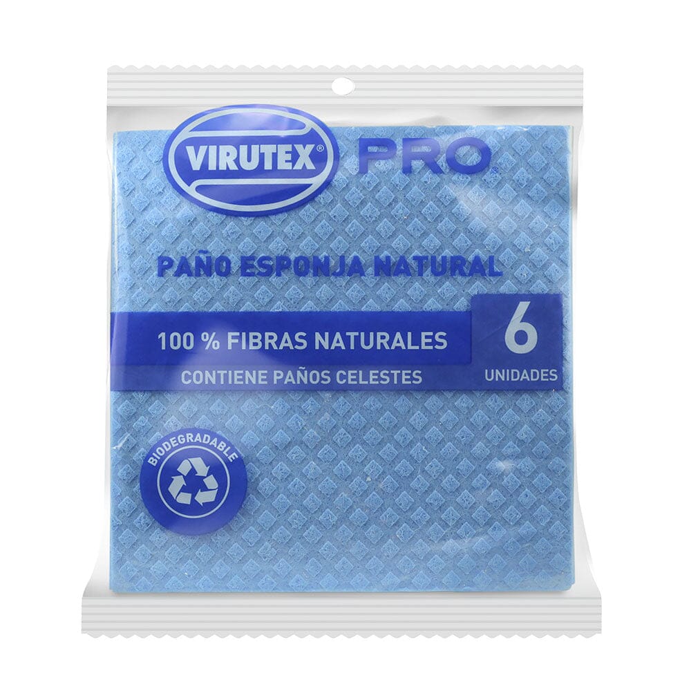 Paño Esponja Natural Celeste 6 Unidades