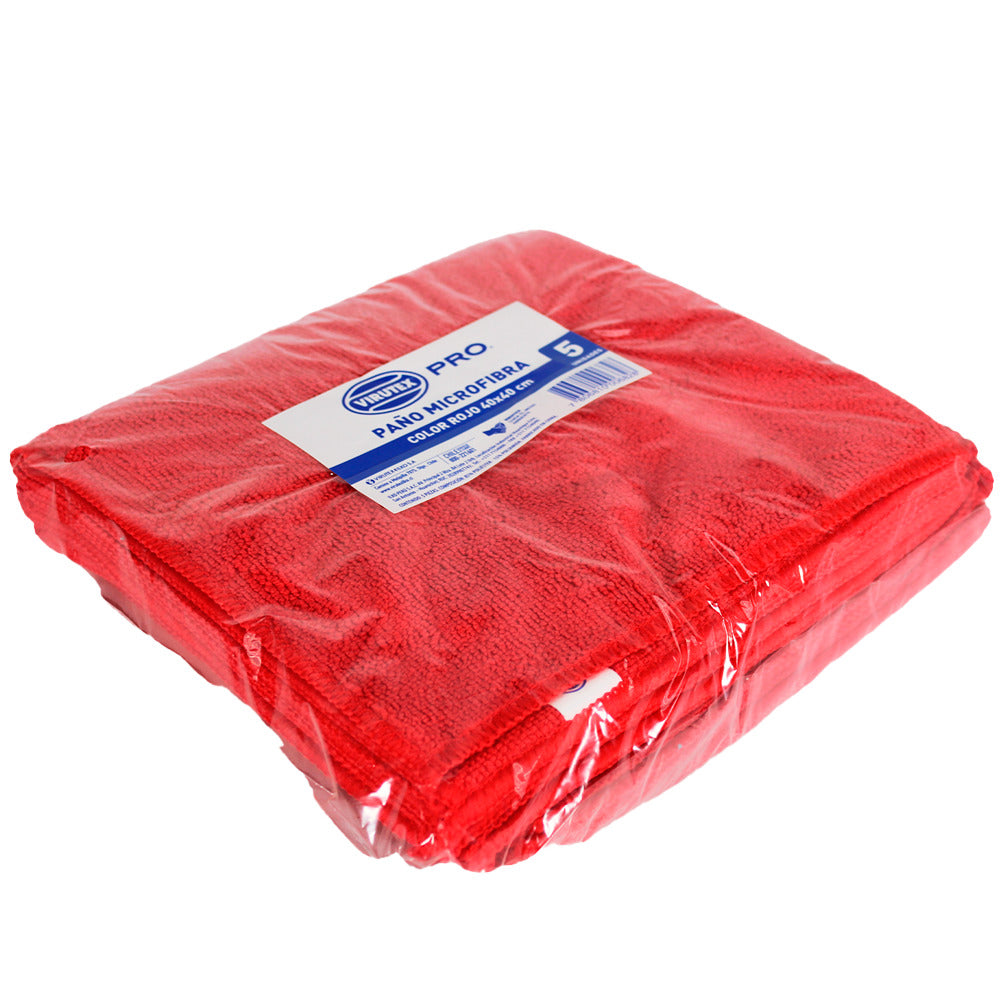Paño Microfibra 5 Unidades Rojo