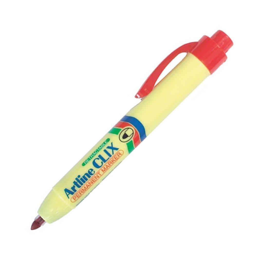 Marcador Permanente Desechable Rojo Punta Redonda Retráctil