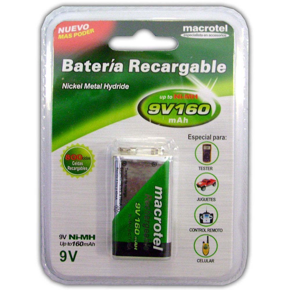 Batería 9 Volt Recargable 160 Mah