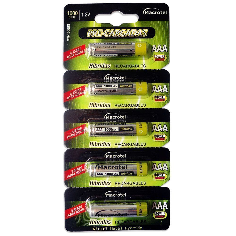 Pila Recargable AAA 1000 Mah Hibrida 5 Unidades