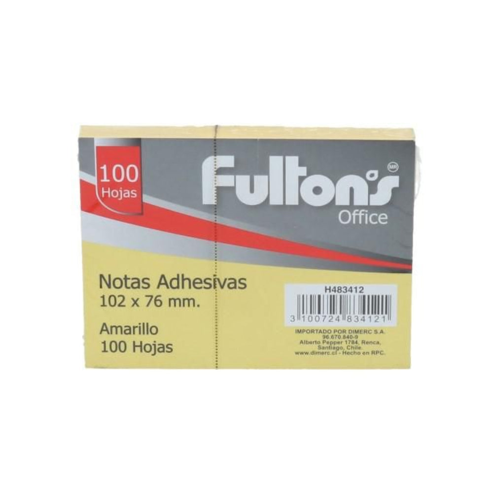 Nota Adhesiva 1 Un X 100 Hojas 7.6 X 10.2 Cm Amarillo 657 Block