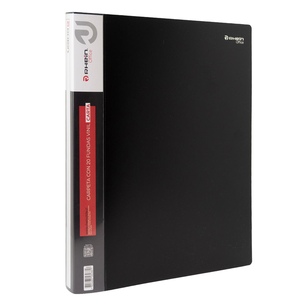 Carpeta Vinil A4 Con Fundas 20 Un Negra