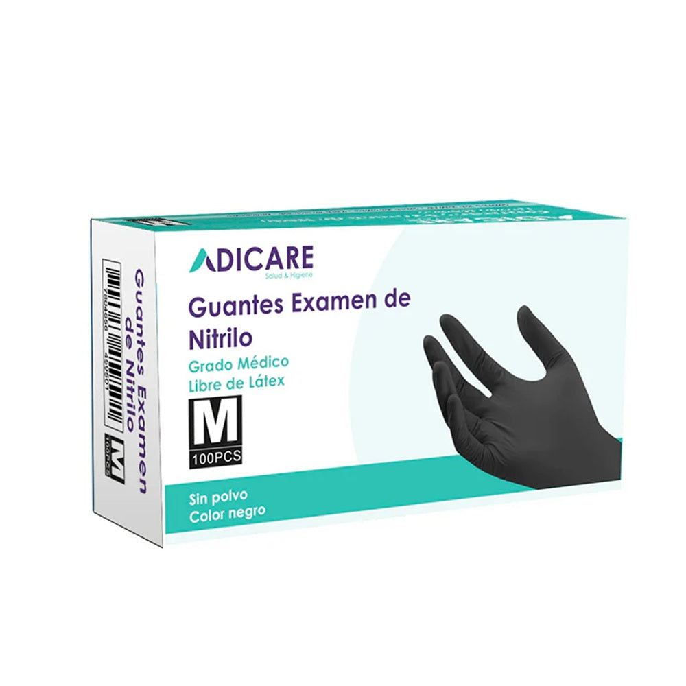 Guante Nitrilo Sin Polvo Negro Talla M 100 Unidades