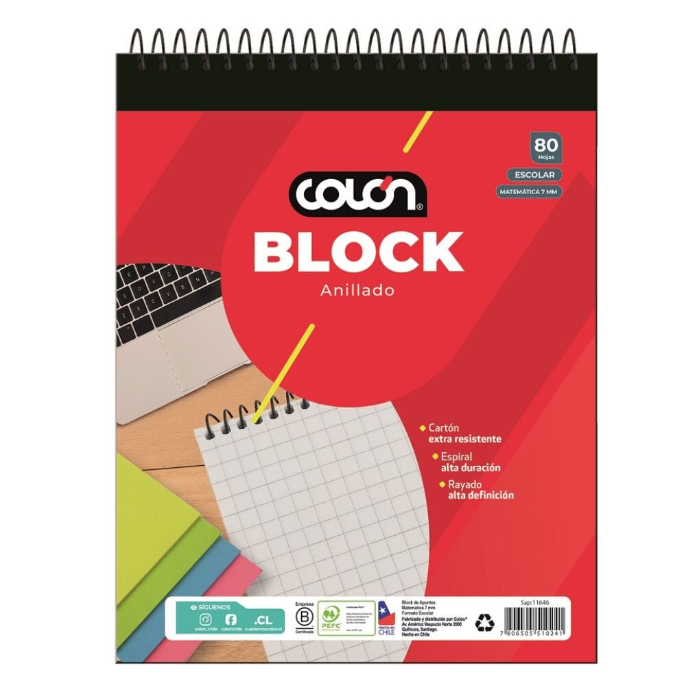Block Escolar Anillado 7 mm 80 Hojas