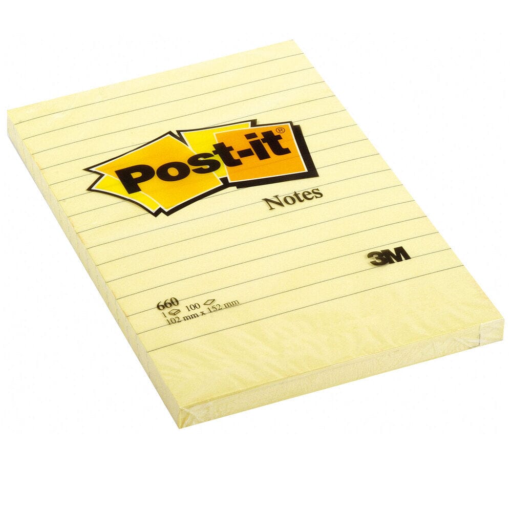 Nota Adhesiva Lineado Amarillo 660 Block 9.8 X 14.9 cm 1 Un X 100 Hojas