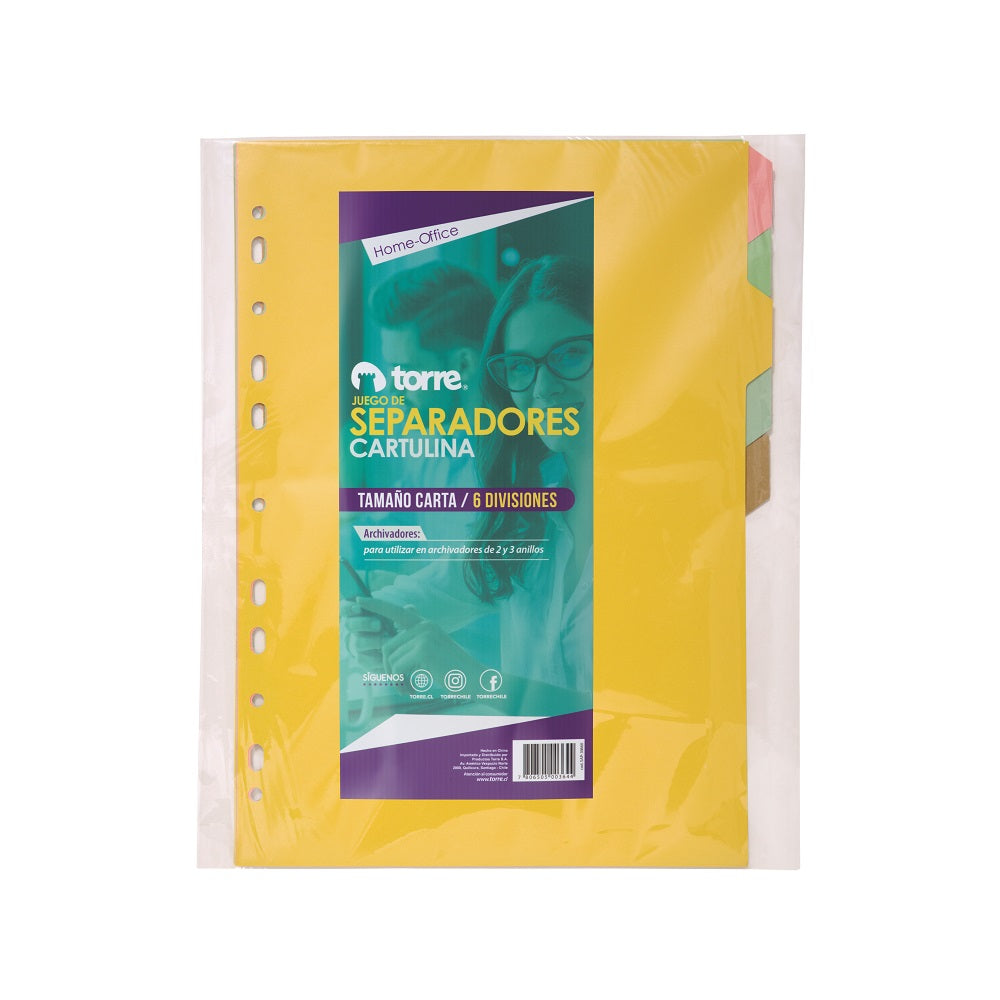 Separador Carta 6 Posiciones Cartulina Colores Surtidos