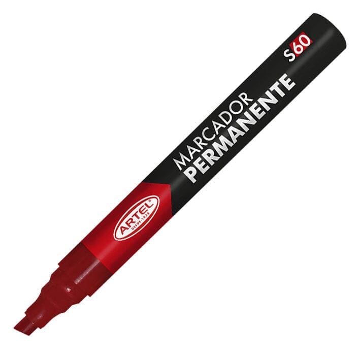 Marcador Permanente S60 Punta Biselada Rojo