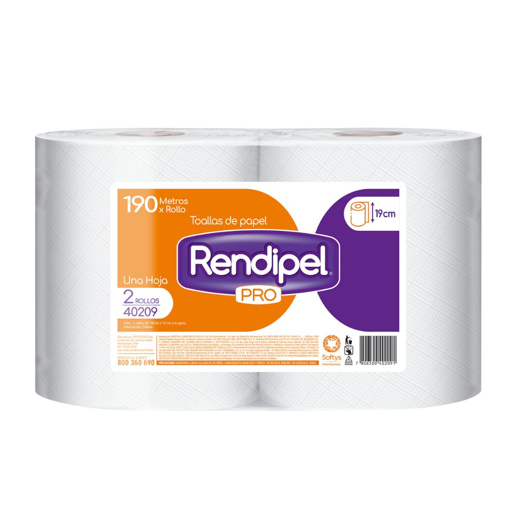 Toalla Una Hoja 190 Mt X 2 Rollos